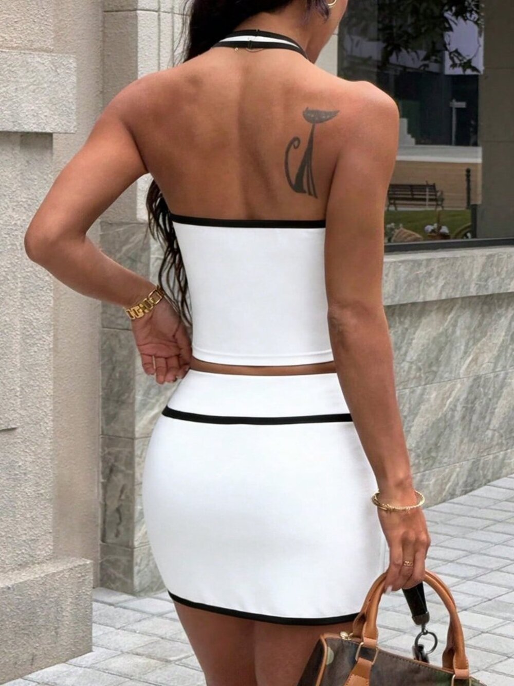 White Athleisure Women's V-Neck Top & Shorts Set - Picture 2 of 7